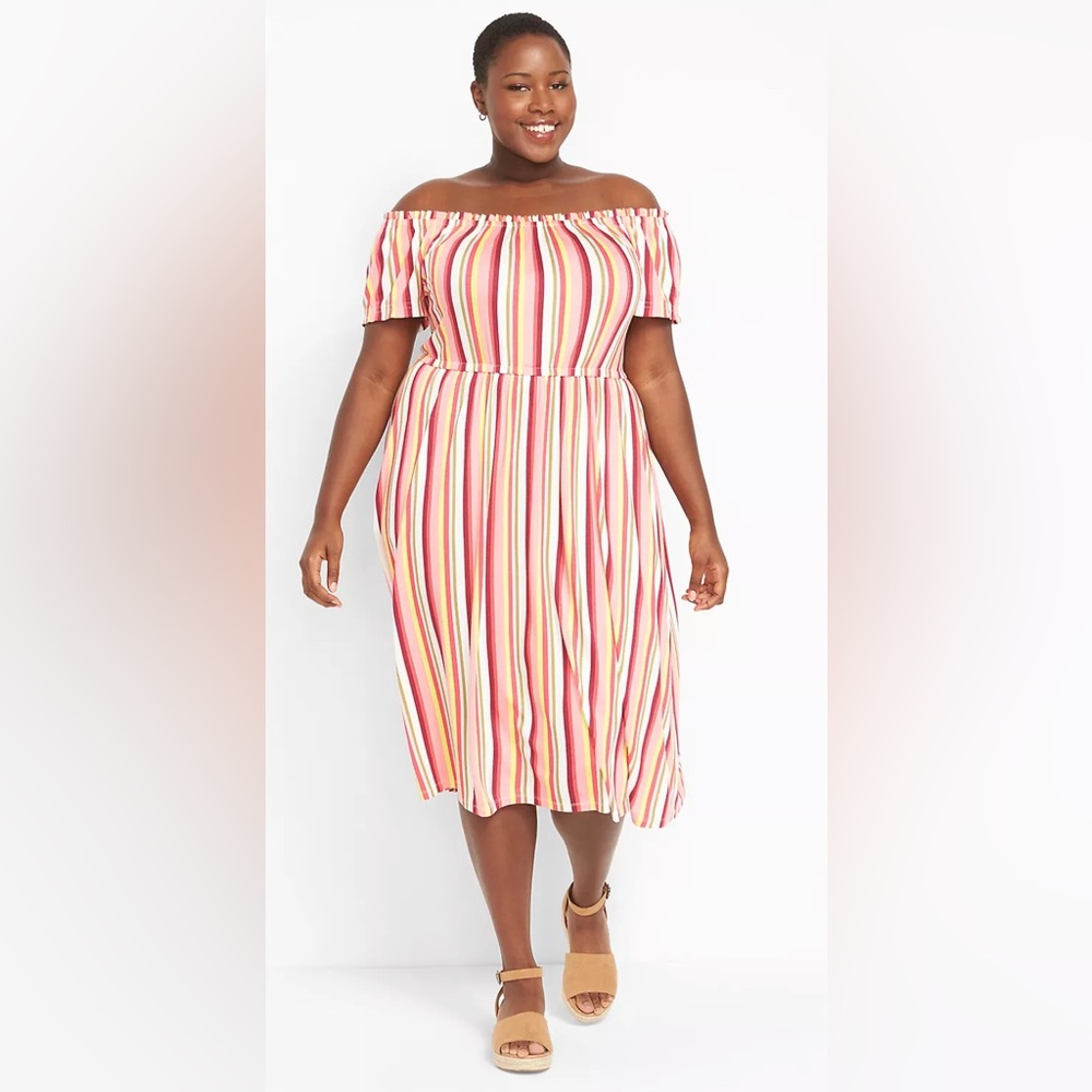 Lane Bryant Convertible Off-The-Shoulder Midi Dress Size 30/32
